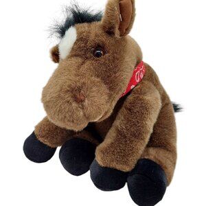 A&A Brown Horse 12” Stuffed Animal Black Mane Tail Red Bandana 1992 Plush 12"